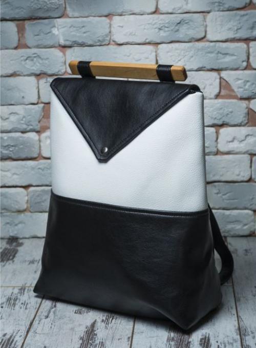 Backpack Leather Blk Wht