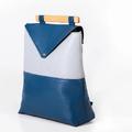 Backpack Leather Navy Wht