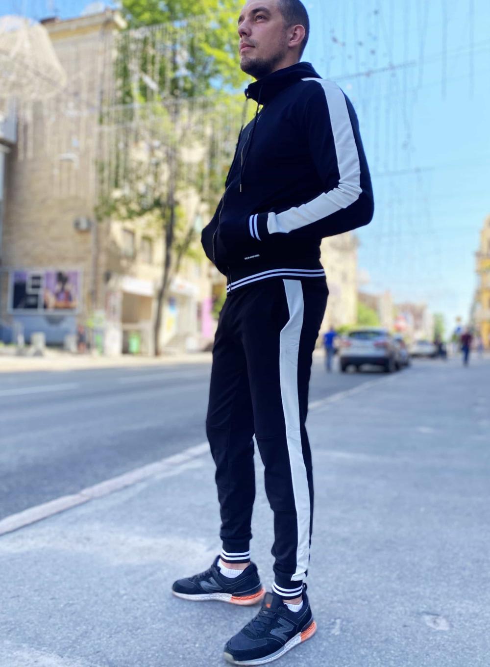 Sports suit Stripe Zip Blk\Wht