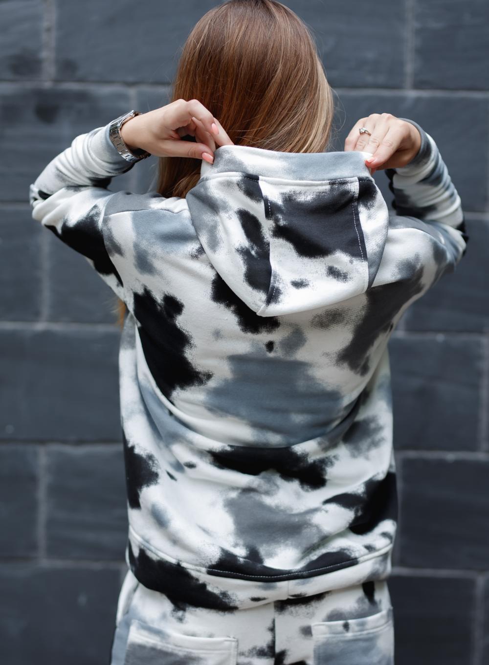 Hoodie Phoenix French Tie Die Grey