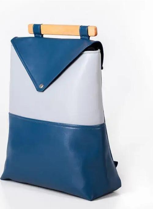 Backpack Leather Navy Wht