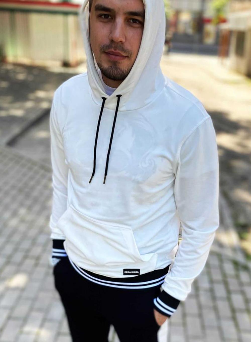 Hoodie Head Stripe White