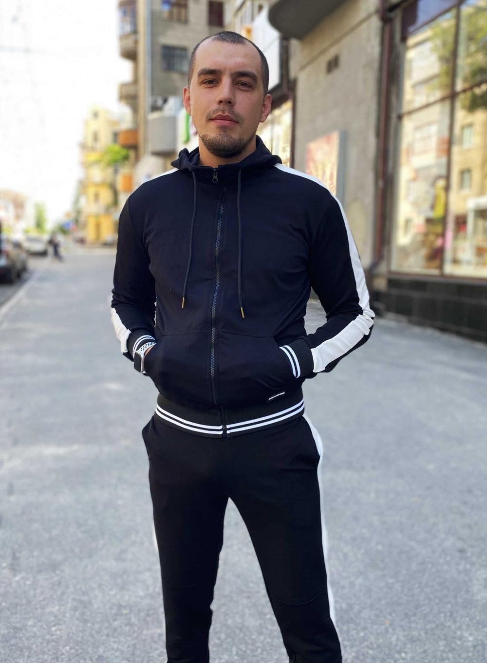 Sports suit Stripe Zip Blk\Wht