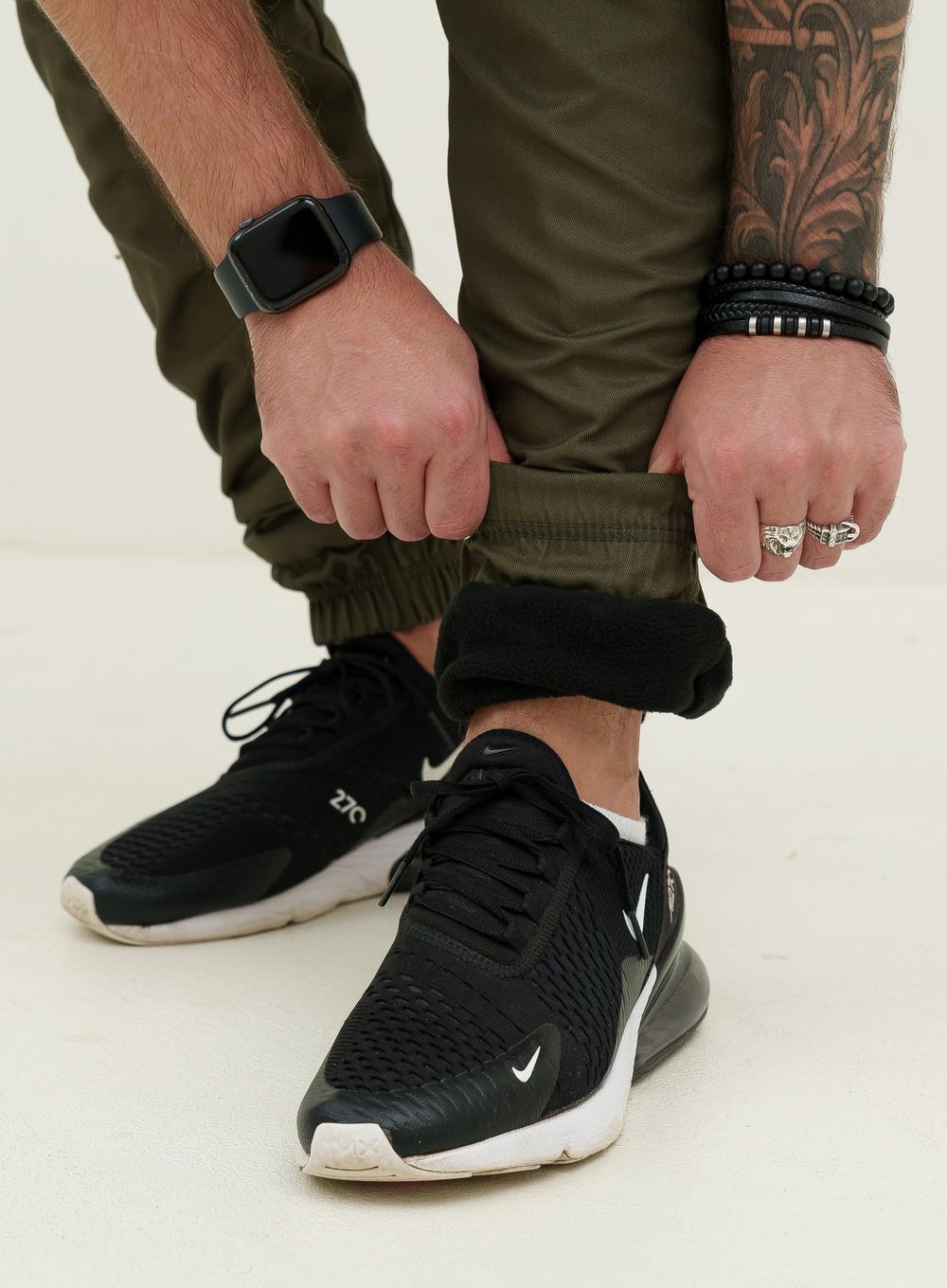 Warm Cargo Pants Snap Khaki