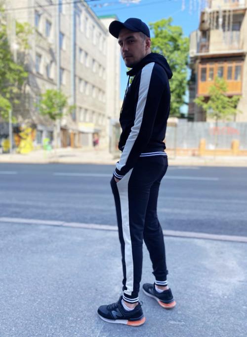 Sports suit Stripe Zip Blk\Wht