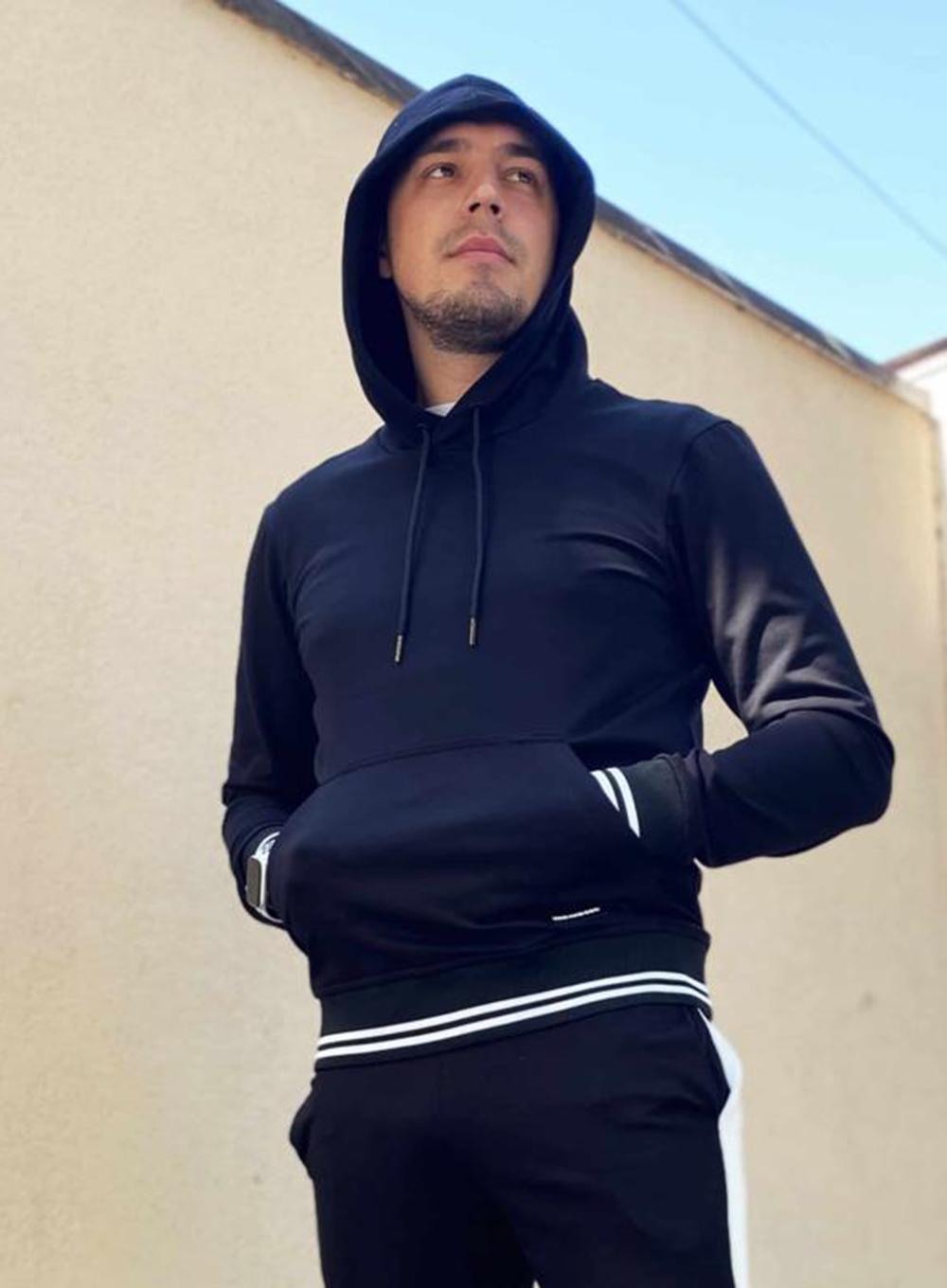 Hoodie Head Stripe Black